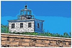 Clarks Point Light Tower on Fort Taber - Digital Painting